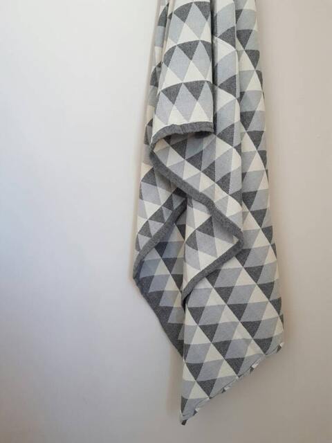 Triangle Grey Blanket - Fashion Gray Coverlet 100 % Cotton Sofa Throw Summer Beach Blanket Travelling & Camping Festival - image 1
