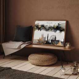 Manchester Skyline Black & Gold Wall Art Print - England UK United Kingdom - thumbnail 3