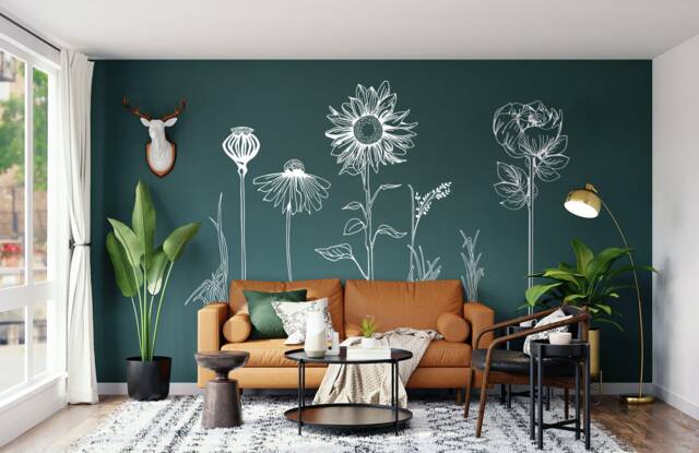 Large Wildflower Vinyl Wall Decals Hand-Drawn Floral Stickers - Pack 2 - image 1