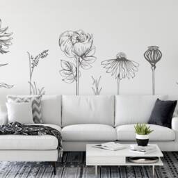 Large Wildflower Vinyl Wall Decals Hand-Drawn Floral Stickers - Pack 2 - thumbnail 2