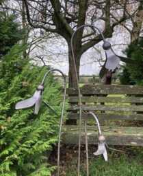 Set Of 3 Metal Snowdrops Garden Plant Support Ornaments - thumbnail 1