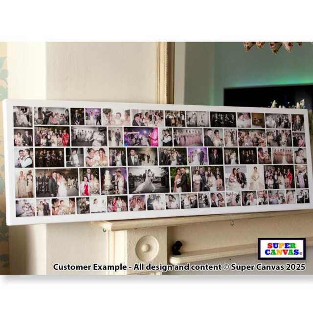 Wedding Day Personalised Picture Photo Collage Family Wall Art Display Board Framed Canvas Print Couple Husband Wife Anniversary Gift - image 1