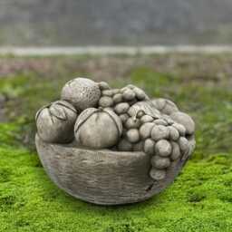 Concrete Fruit Bowl Statue Garden Basket Figurine Cement Sculpture Outdoor Stone Decoration Rustic Home Decor Lovers Gift - thumbnail 3