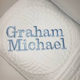 Personalized Baby Boy Name Heirloom Quilt Blanket in Block Font, Keepsake Blanket, Custom Embroidered Gift - thumbnail 3