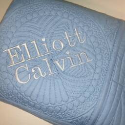 Personalized Baby Boy Name Heirloom Quilt Blanket in Block Font, Keepsake Blanket, Custom Embroidered Gift - thumbnail 2