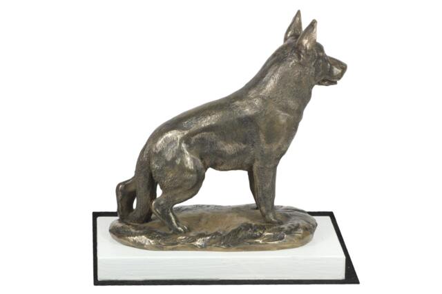 German Shepherd, Dog On White Wooden Base Statue, Limited Edition, Artdog - image 1