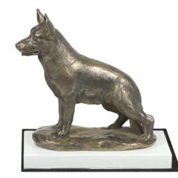 German Shepherd, Dog On White Wooden Base Statue, Limited Edition, Artdog - thumbnail 2