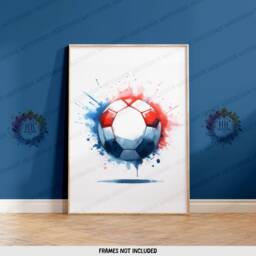 Custom Football Prints - Set Of 3 Posters - Boys Bedroom Decor Kids Wall Art Soccer Artwork Personalised Footballer Gifts Blue - thumbnail 3