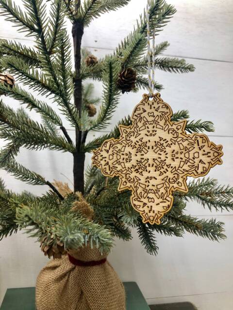Boho Christmas Ornament, Style Wooden Decor, Natural Wood Bohemian Home Tree Holiday Decoration