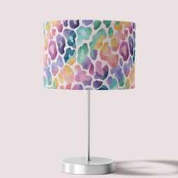 Lampshade Pastel Rainbow Leopard Print Velvet - Drum Lamp Shade 25cm 30cm 35cm 40cm 45cm Table Lamp Shade, Ceiling Pendant. Pink Blue - thumbnail 3