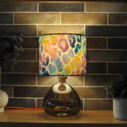 Lampshade Pastel Rainbow Leopard Print Velvet - Drum Lamp Shade 25cm 30cm 35cm 40cm 45cm Table Lamp Shade, Ceiling Pendant. Pink Blue - thumbnail 2