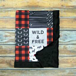 Little Man Minky Blanket - Buffalo Check Plaid Deer Buck Faux Quilt Lumberjack Baby Baby Boy - thumbnail 2