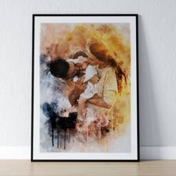 Personalised Family Picture Delicate Watercolour Print Capturing Precious Moments - thumbnail 3