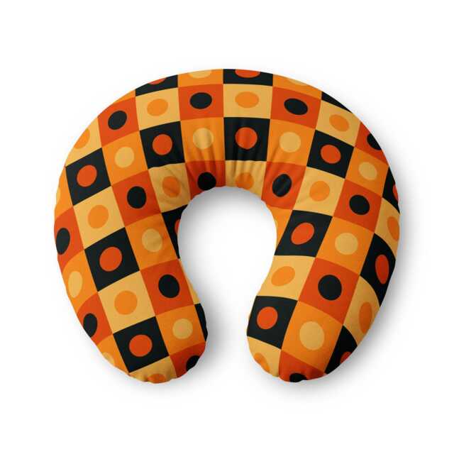 Retro Orange Check Circle Pattern Nursing Pillow Cover - Geometric Nursery Decor - image 1