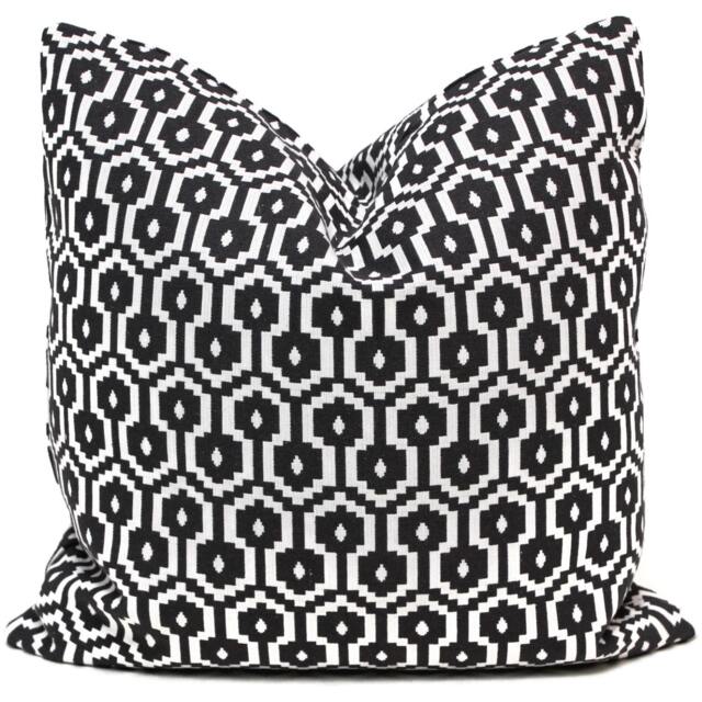 Black Geometric Woven Pillow Cover Modern Decorative Accent - 20x20 - image 1