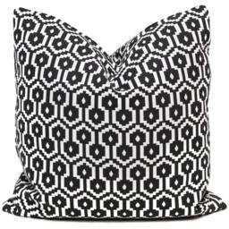 Black Geometric Woven Pillow Cover Modern Decorative Accent - 20x20 - thumbnail 1