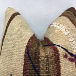 Vintage Handwoven Kilim Pillow, 16x16 Bohemian Throw Pillow - thumbnail 2
