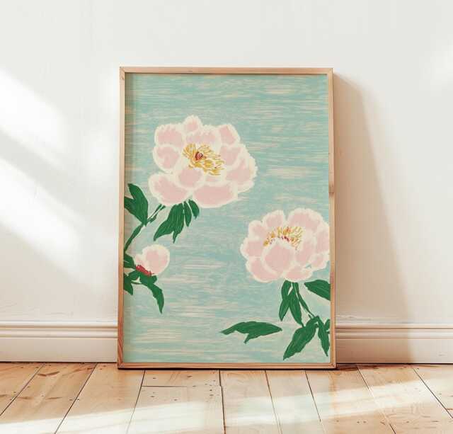 Pink Peony Poster, Floral Wall Art, Botanical Flower Print - image 1