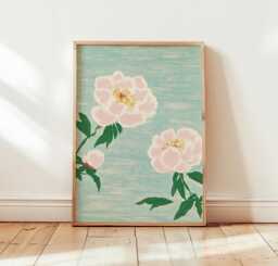 Pink Peony Poster, Floral Wall Art, Botanical Flower Print - thumbnail 1
