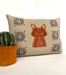 Bear Fox Or Rabbit Print Linen Pillow - thumbnail 1