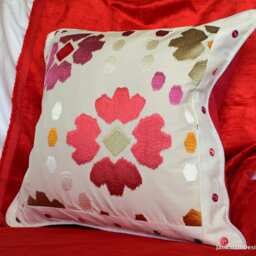 Embroidered Cotton Pillow Cover Jab Soleil Blue, Pink Mauve, 20 - thumbnail 3