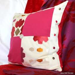Embroidered Cotton Pillow Cover Jab Soleil Blue, Pink Mauve, 20 - thumbnail 2