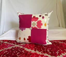 Embroidered Cotton Pillow Cover Jab Soleil Blue, Pink Mauve, 20 - thumbnail 1