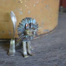 Lion Silverware Sculpture Vintage Silverplated Flatware Handmade - thumbnail 3