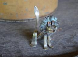 Lion Silverware Sculpture Vintage Silverplated Flatware Handmade - thumbnail 1