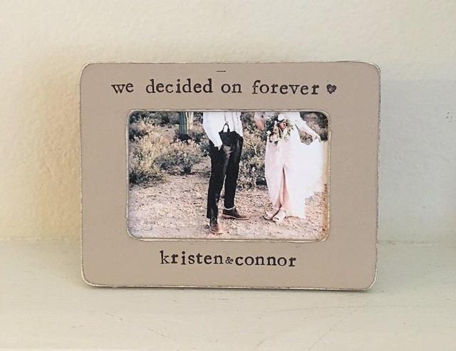 "Personalized Wedding Picture Frame Hand Stamped, ""We Decided On Forever" - image 1