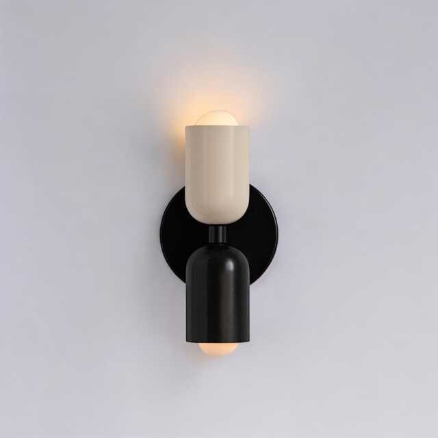 Modern Black&white Metal Wall Sconce/Plug-In Or Hardwired Battery Light Minimal Double Lamp Vanity - image 1