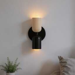 Modern Black&white Metal Wall Sconce/Plug-In Or Hardwired Battery Light Minimal Double Lamp Vanity - thumbnail 3