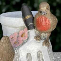 Fantasy Flower Pot Statue Concrete Bird Figurine Cement Planter Ornament Garden & Home Decor Handmade Bird Lover Gift Yard Art - thumbnail 4