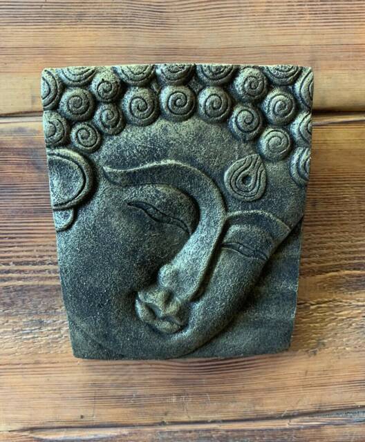 stone Garden Gold Buddha Oriental Wall Plaque Hanging Gift Ornament - image 1