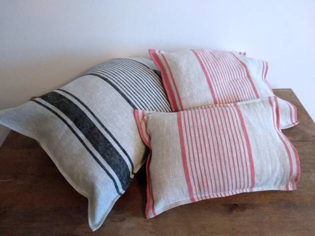 Striped Linen Pillowcase Standard, Queen, King, Body, Euro Sham & Custom Size Pillow Cover. French Vintage Cottage - image 1