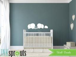 Cute Elephant Family Decal, Baby Elephant, Safari Jungle, Safari Nursery, Modern Nursery, Nursery Decals, Decals, Wall Stickers - thumbnail 1