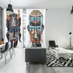Set Of 2 Velvet Curtain Panels, Rod Pocket Curtains, Multifunctional Heading Blackout Curtains Artistic Boho - thumbnail 2