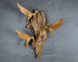 Handmade Hummingbird Wood Wall Decor Natural Sculpture 10 - thumbnail 1