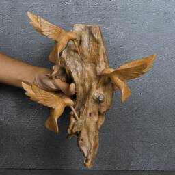 Handmade Hummingbird Wood Wall Decor Natural Sculpture 10 - thumbnail 4
