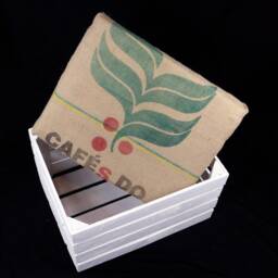 Vintage Stool Fruit Box With Coffee Sack Seat Rustic Wooden Box Original Coffee Sack Stool Jute Upholstery Chest Gift For Housewarming - thumbnail 2
