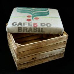 Vintage Stool Fruit Box With Coffee Sack Seat Rustic Wooden Box Original Coffee Sack Stool Jute Upholstery Chest Gift For Housewarming - thumbnail 4