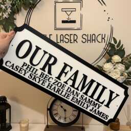 70cm Long - Our Family With Names - Street Sign 3D Look Personalised Wall Mount Home Decor Gift Birthday Wedding Christmas - thumbnail 2