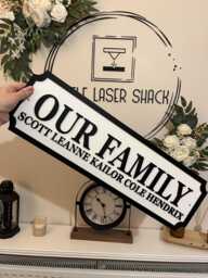 70cm Long - Our Family With Names - Street Sign 3D Look Personalised Wall Mount Home Decor Gift Birthday Wedding Christmas - thumbnail 1