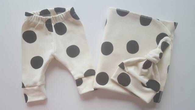 Organic Swaddle Blanket & Newborn Hat Set. Leggings. Gender Neutral Take Home Baby Shower Gift. Photo Prop - image 1