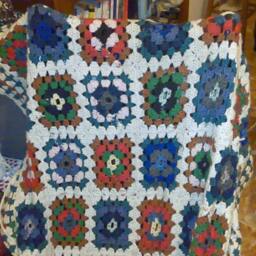 Crochet Afghan To Order Pure Merino Wool, Granny Square Blanket, Cottage Chic Trippy Bedspread, Gay Wedding Registry Hygge Mens Cave Blanket - thumbnail 3