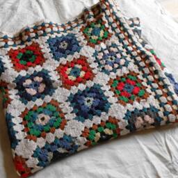 Crochet Afghan To Order Pure Merino Wool, Granny Square Blanket, Cottage Chic Trippy Bedspread, Gay Wedding Registry Hygge Mens Cave Blanket - thumbnail 2
