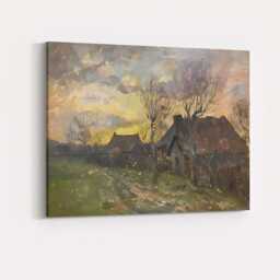 Atmospheric Village Lane At Sunset Impressionist Rural Landscape Canvas Wall Art Print Decor Picture Ready To Hang - thumbnail 4