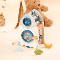 Personalized Wooden Rocket Activity Cube Toddler Educational Toy - thumbnail 1