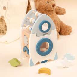 Personalized Wooden Rocket Activity Cube Toddler Educational Toy - thumbnail 2