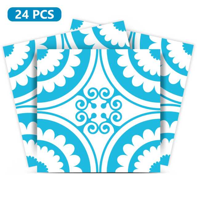 Tile Stickers Bath Tile Mexican Set Of 24 Blue Tiles Decals Wall Mural Kitchen Tiles Stickers Carrelage K11 - image 1